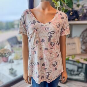 Z Supply, Ultra Soft Light Weight V-Neck Floral Print Pocket Tee, Women's Medium